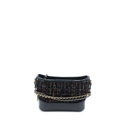 Chanel Small Gabrielle Hobo Bag Tweed/Leather Black Multicolour Hardware