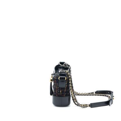Chanel Small Gabrielle Hobo Bag Tweed/Leather Black Multicolour Hardware