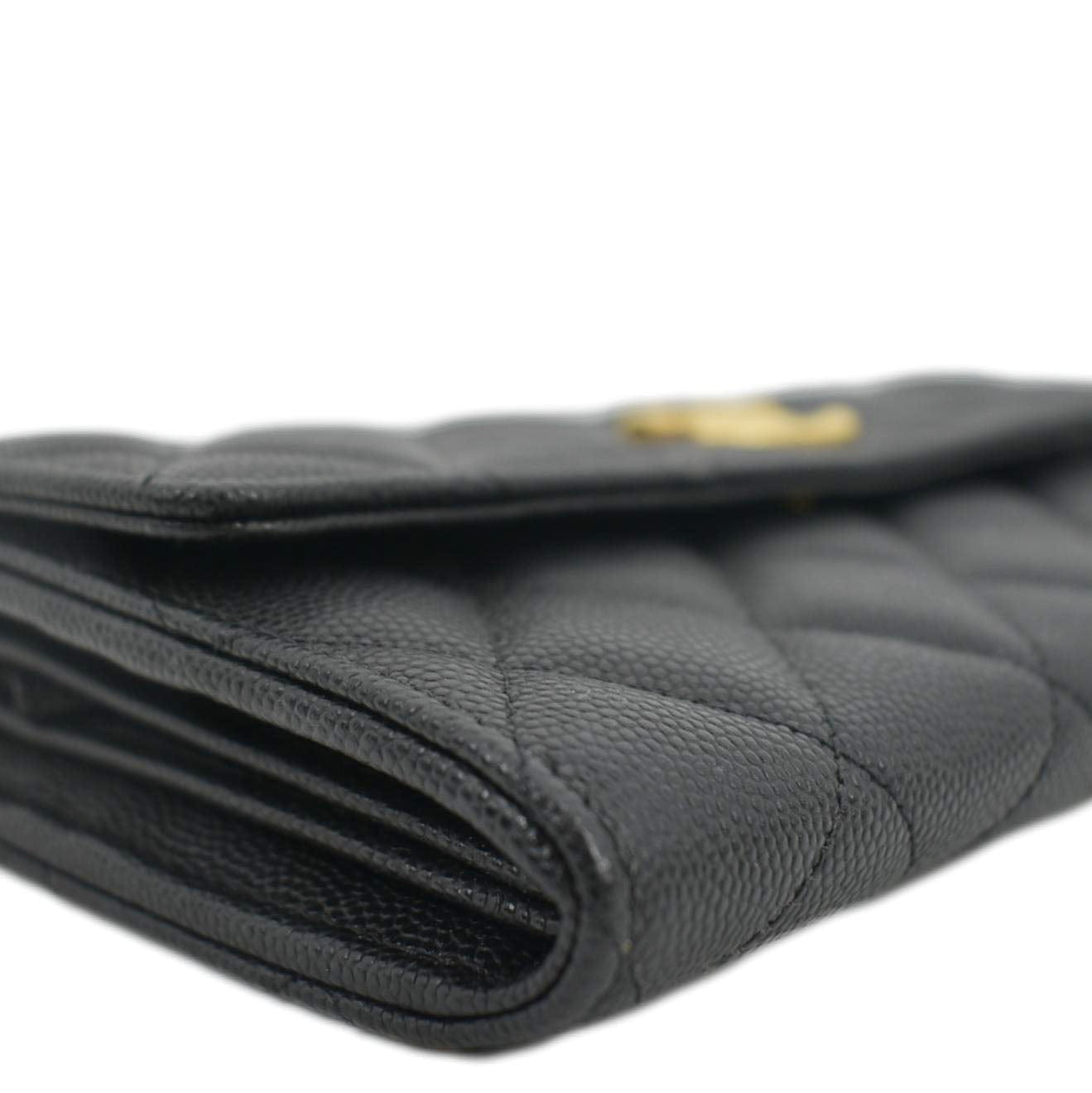 CHANEL Long Flap Quilted Caviar Wallet Black