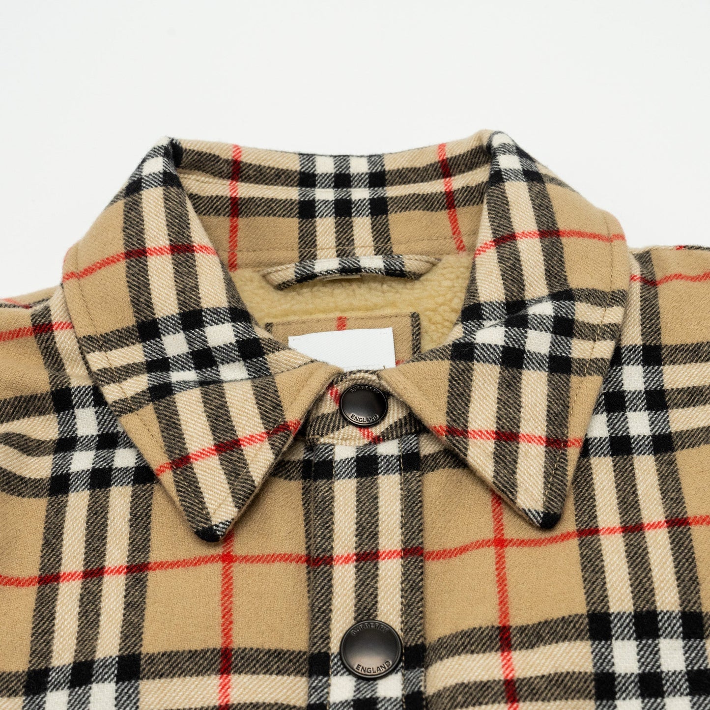 BURBERRY Size M Vintage Check Overshirt Jacket Virgin Wool/Cotton Beige