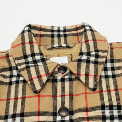 BURBERRY Size M Vintage Check Overshirt Jacket Virgin Wool/Cotton Beige