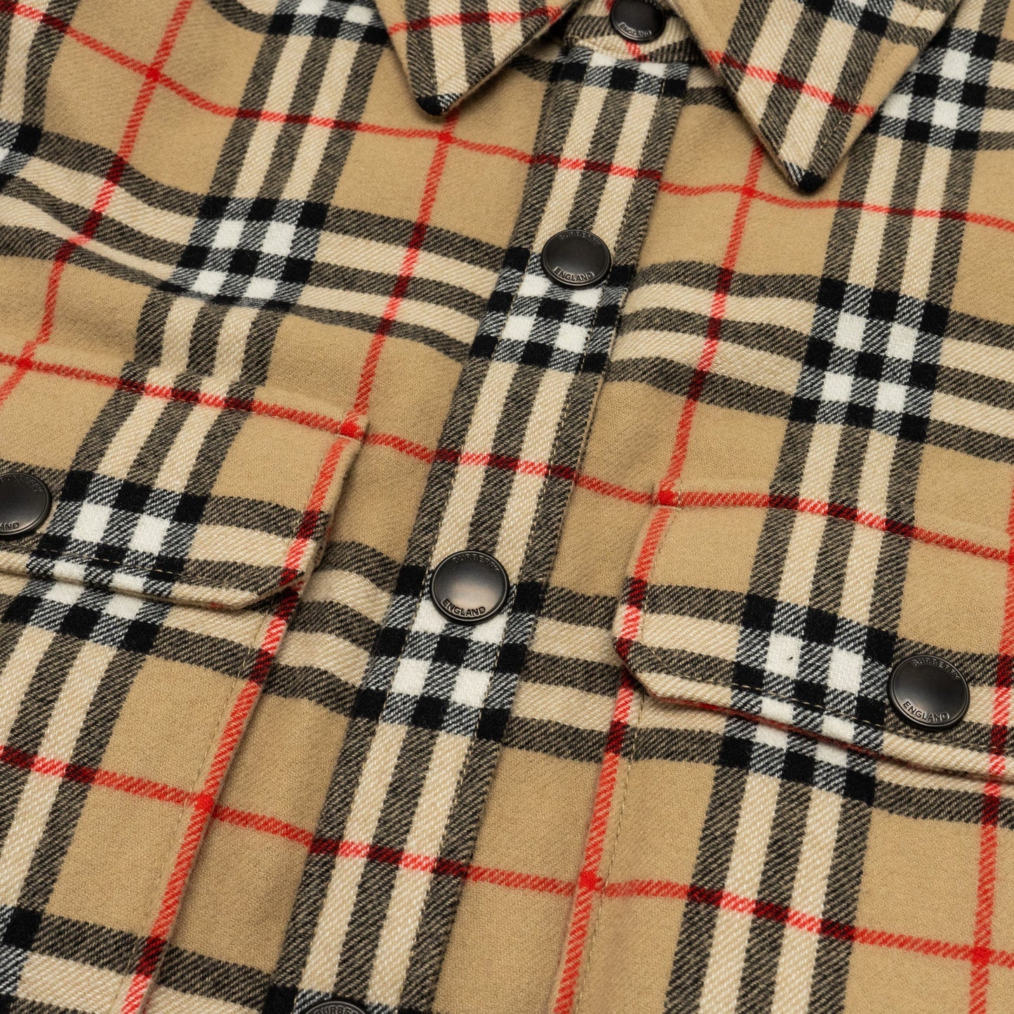 BURBERRY Size M Vintage Check Overshirt Jacket Virgin Wool/Cotton Beige
