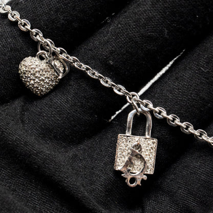 Dior Crystal Charm Bracelet Silver Tone