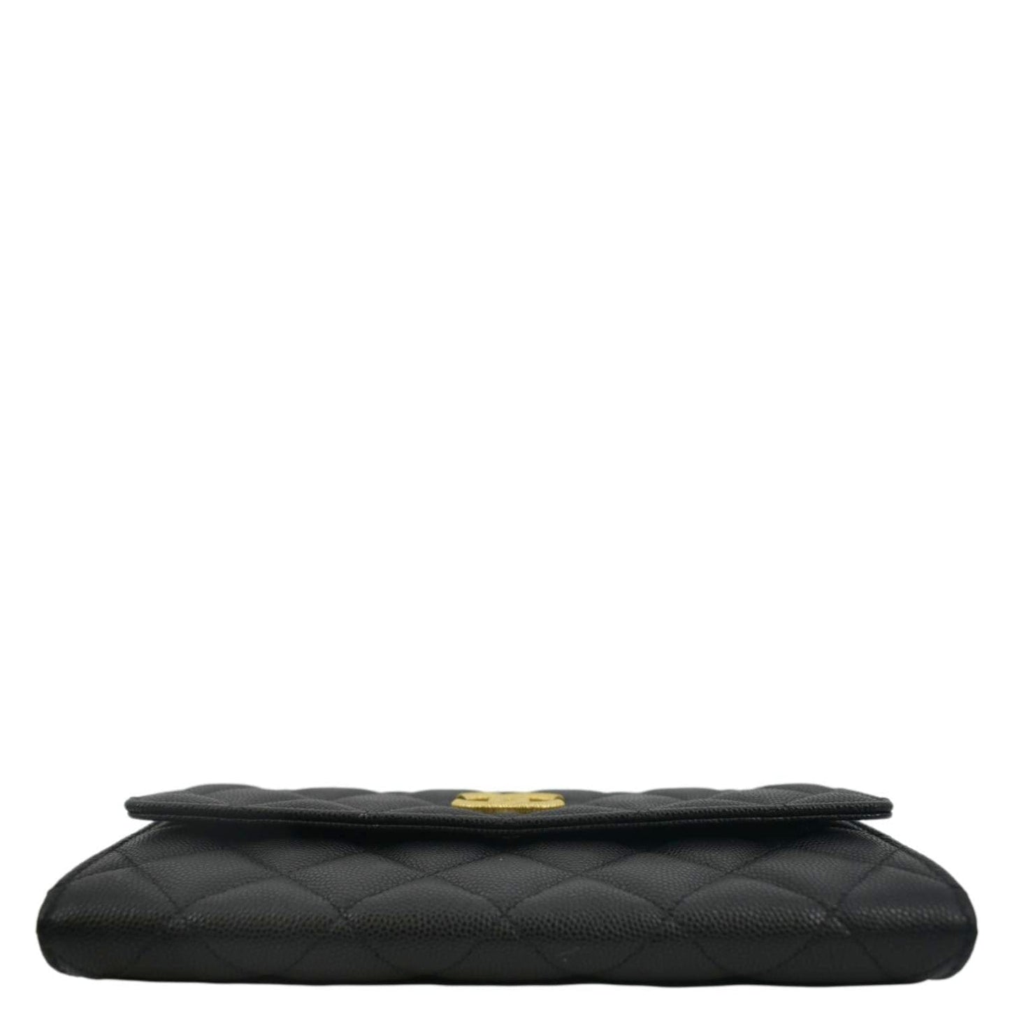 CHANEL Long Flap Quilted Caviar Wallet Black