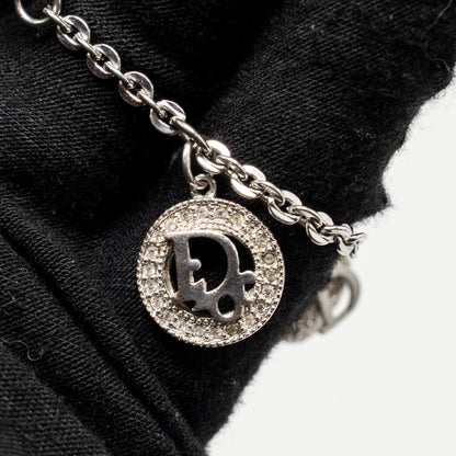 Dior Crystal Charm Bracelet Silver Tone