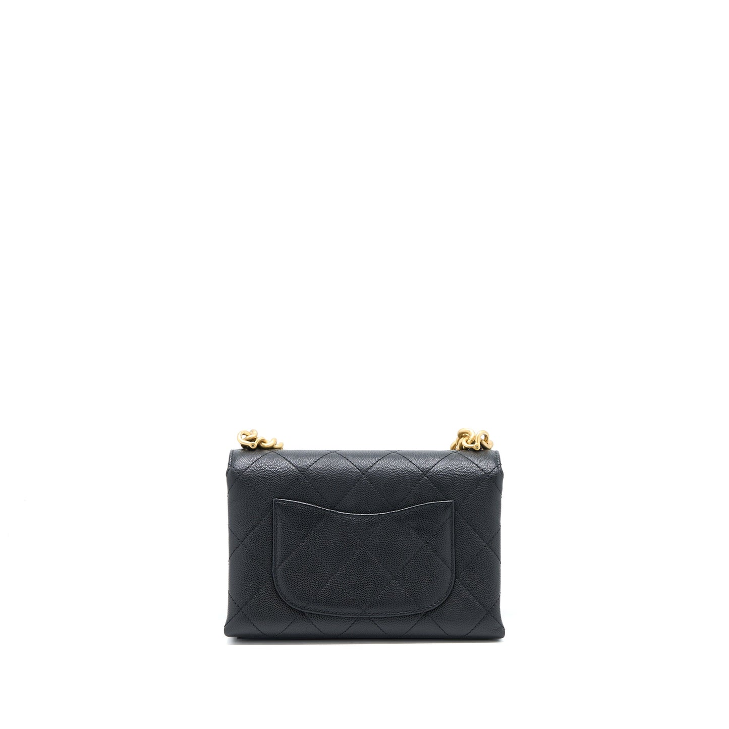 Chanel Detail Chain Flap Bag Grained Calfskin Black GHW (Microchip)