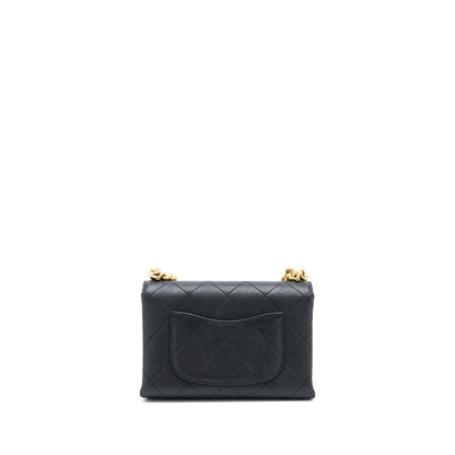 Chanel Detail Chain Flap Bag Grained Calfskin Black GHW (Microchip)