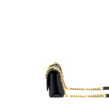 Chanel Detail Chain Flap Bag Grained Calfskin Black GHW (Microchip)