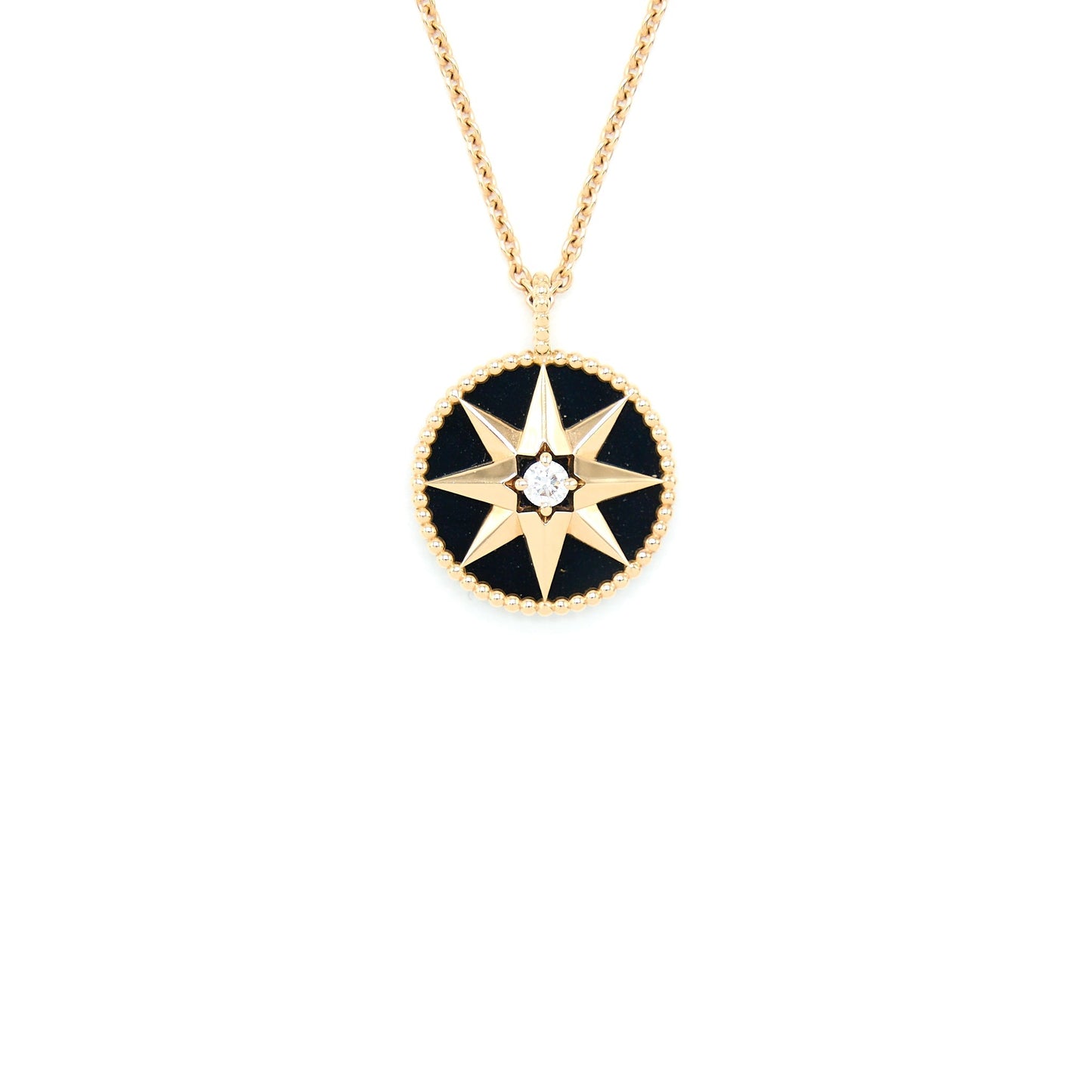 Dior Large Rose Des Vents Medallion Rose Gold With Diamond And Onyx