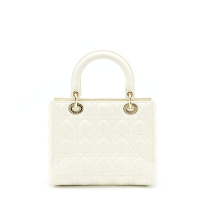 Dior Medium Lady Dior Purse Lambskin White