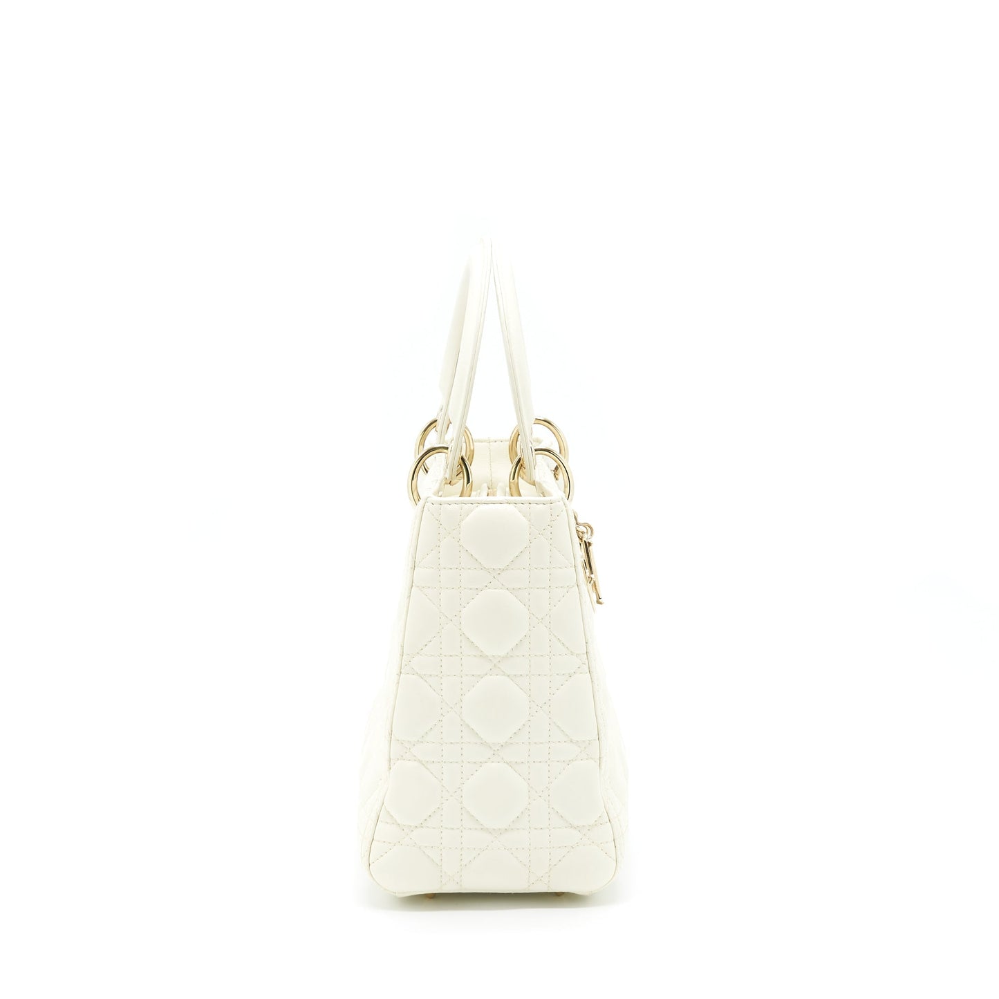 Dior Medium Lady Dior Purse Lambskin White