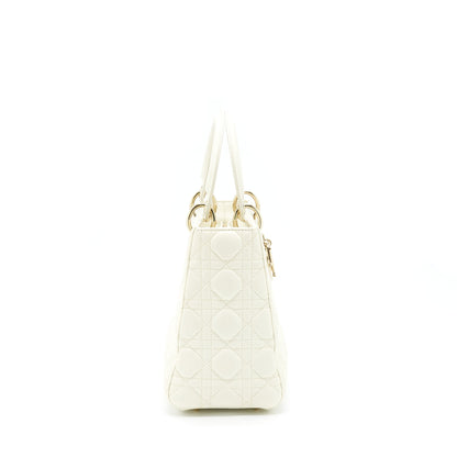 Dior Medium Lady Dior Purse Lambskin White