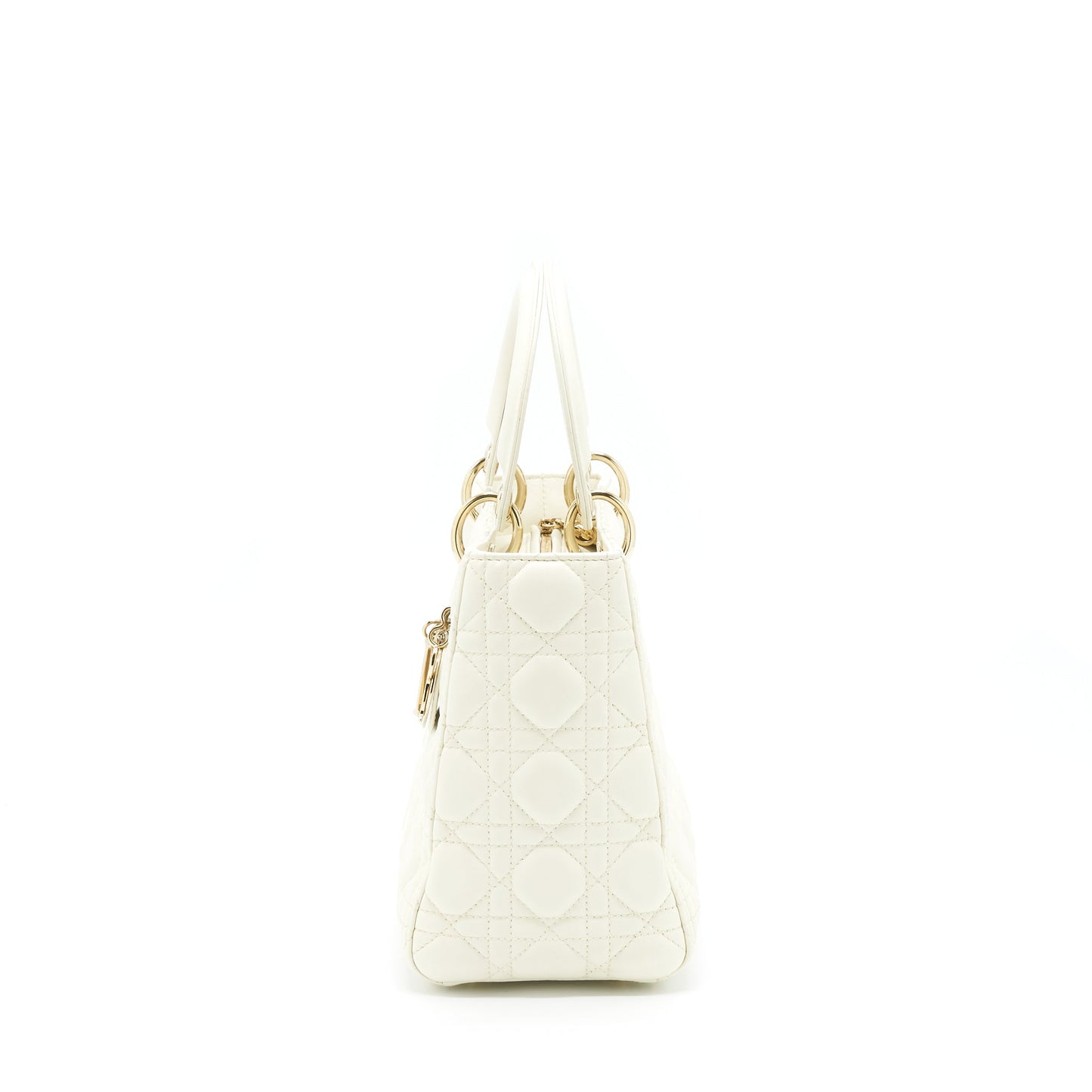 Dior Medium Lady Dior Purse Lambskin White
