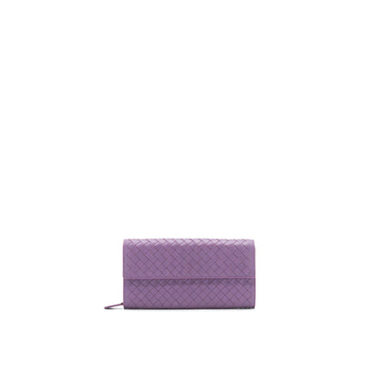 Bottega Veneta Leather Small Compact And Long Wallet in Purple Sell in a set