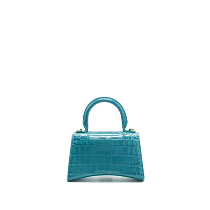 Balenciaga Hourglass Croc-Effect Leather Blue