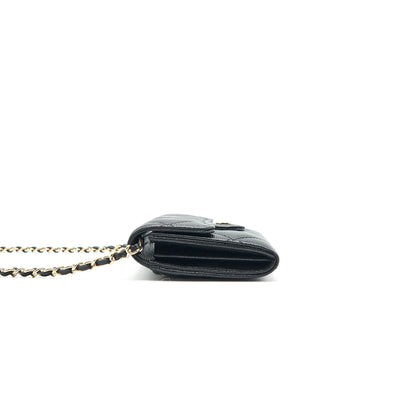 Chanel Classic Card Holder with Chain black LGHW Serial 30