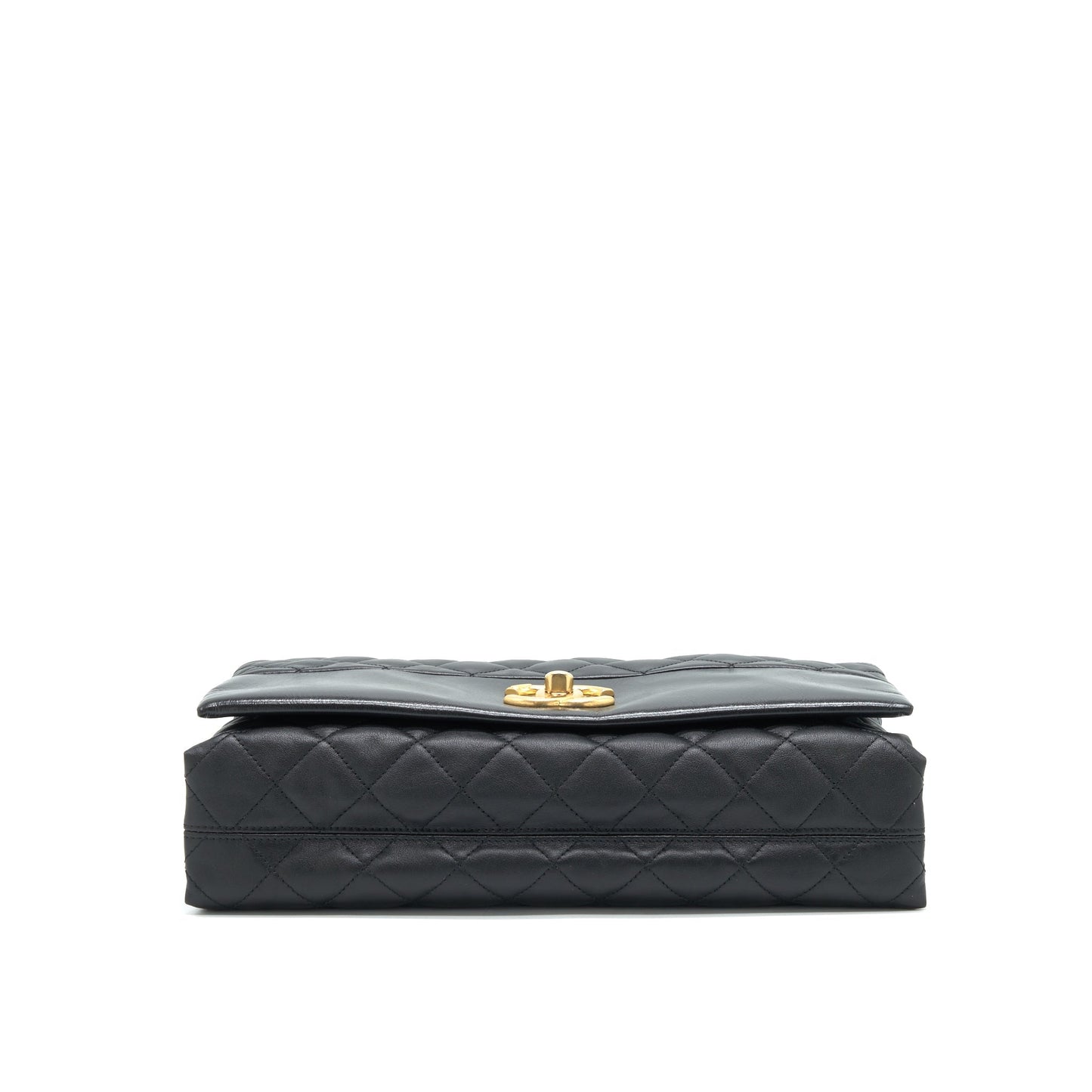 Chanel Large Single Flap Bag Calfskin  Black GHW