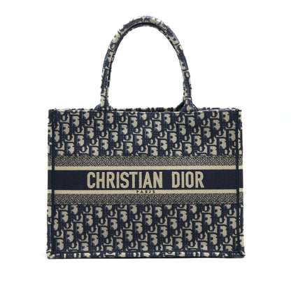 Dior Small Booktote Bag Blue Oblique Embroidery