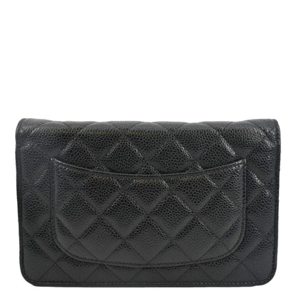 CHANEL Woc Caviar Leather Wallet On Chain Clutch Bag Black