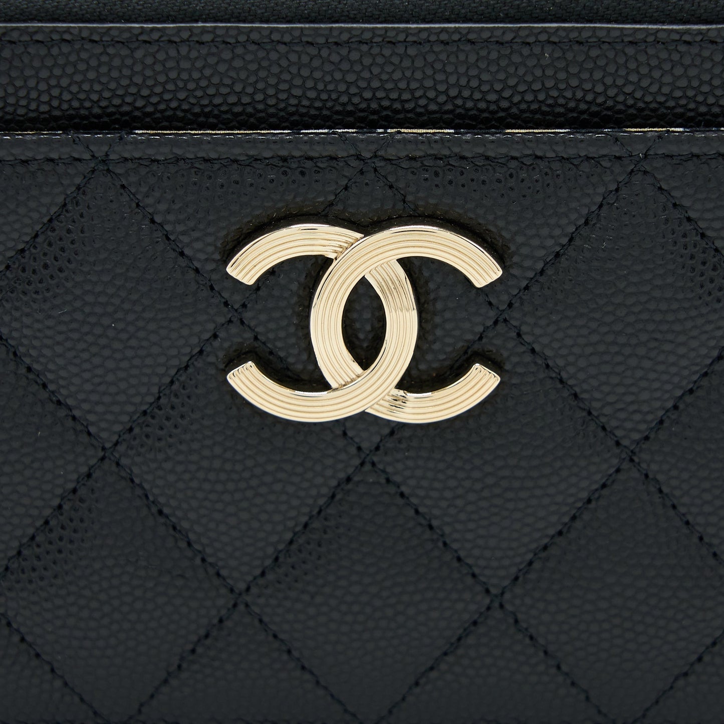 Chanel 23C Zipper Card Holder Caviar Black LGHW (Microchip)