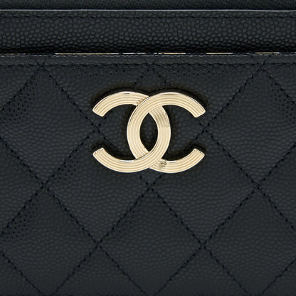 Chanel 23C Zipper Card Holder Caviar Black LGHW (Microchip)