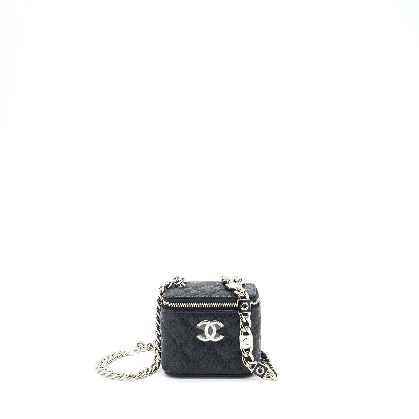 Chanel 22S mini vanity with giant chain caviar black HW