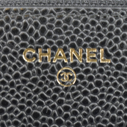 CHANEL Woc Caviar Leather Wallet On Chain Clutch Bag Black