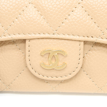 Chanel Classic Flap Card Holder Caviar Beige GHW (Microchip)