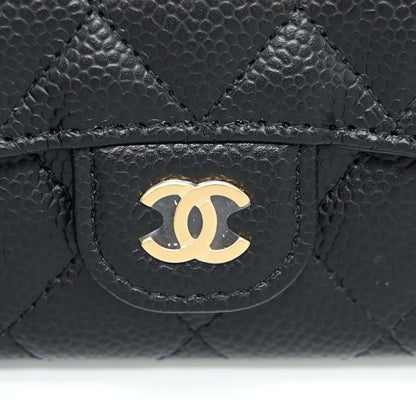 Chanel Classic Flap Card Holder Caviar Black GHW (Microchip)