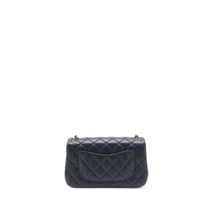 Chanel 23C Pearl Crush Mini Rectangular Flap Bag Lambskin Black LGHW (Microchip)