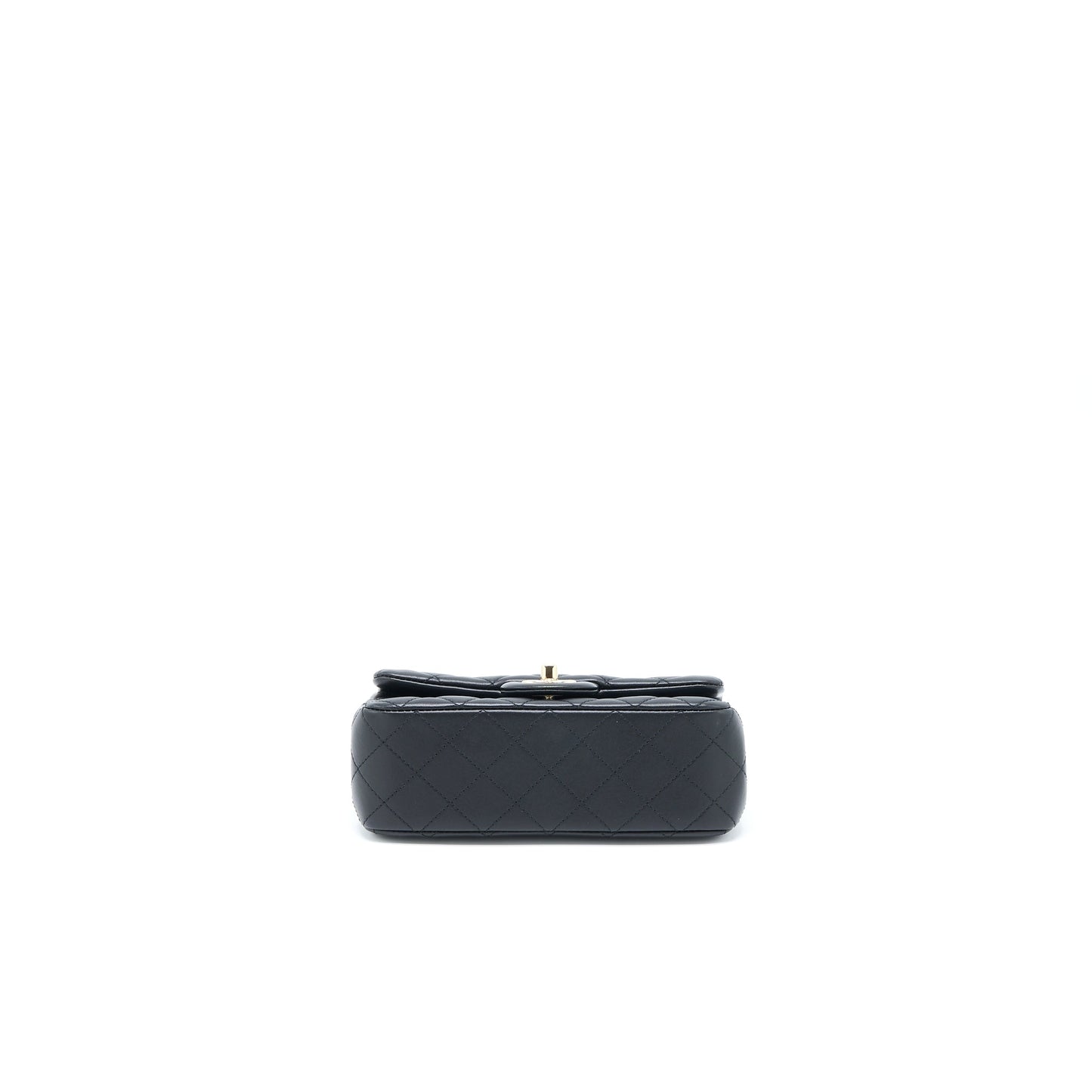 Chanel 23C Pearl Crush Mini Rectangular Flap Bag Lambskin Black LGHW (Microchip)