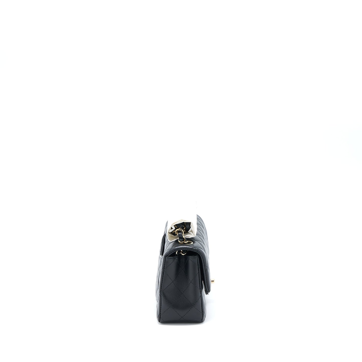 Chanel Mini Rectangular Flap Bag Lambskin Black LGHW (Microchip)
