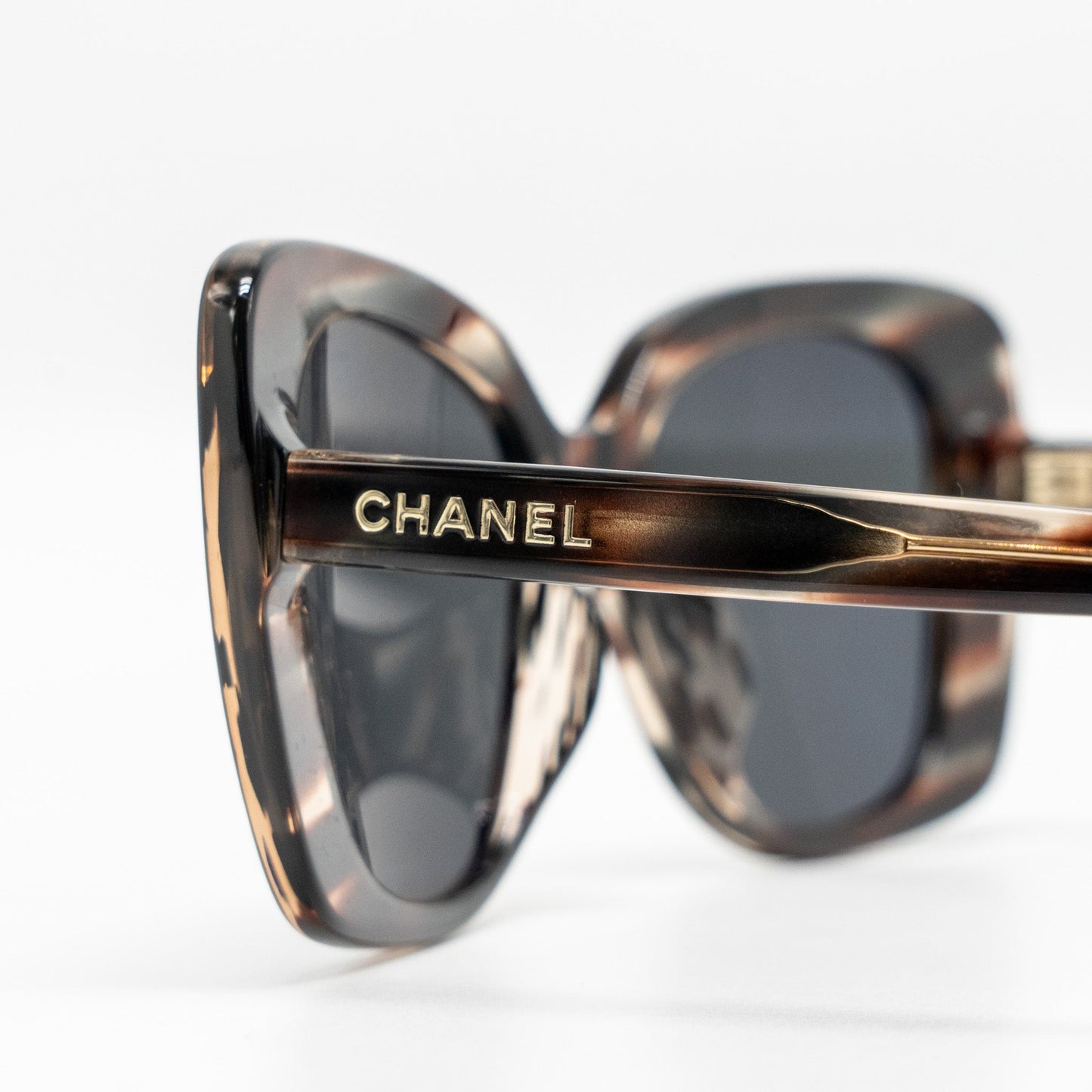 Chanel Rectangle Sunglasses Acetate Black Polar Grey Gradient LGHW A71533