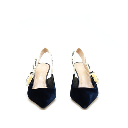 Dior size 36 Slingback pump velvet Navy