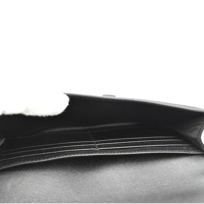 CHRISTIAN DIOR Long Saddle Leather Crossbody Chain Wallet Black