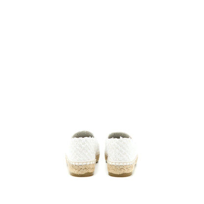 Chanel Size 37 Espadrilles Cotton/Tweed White/Black
