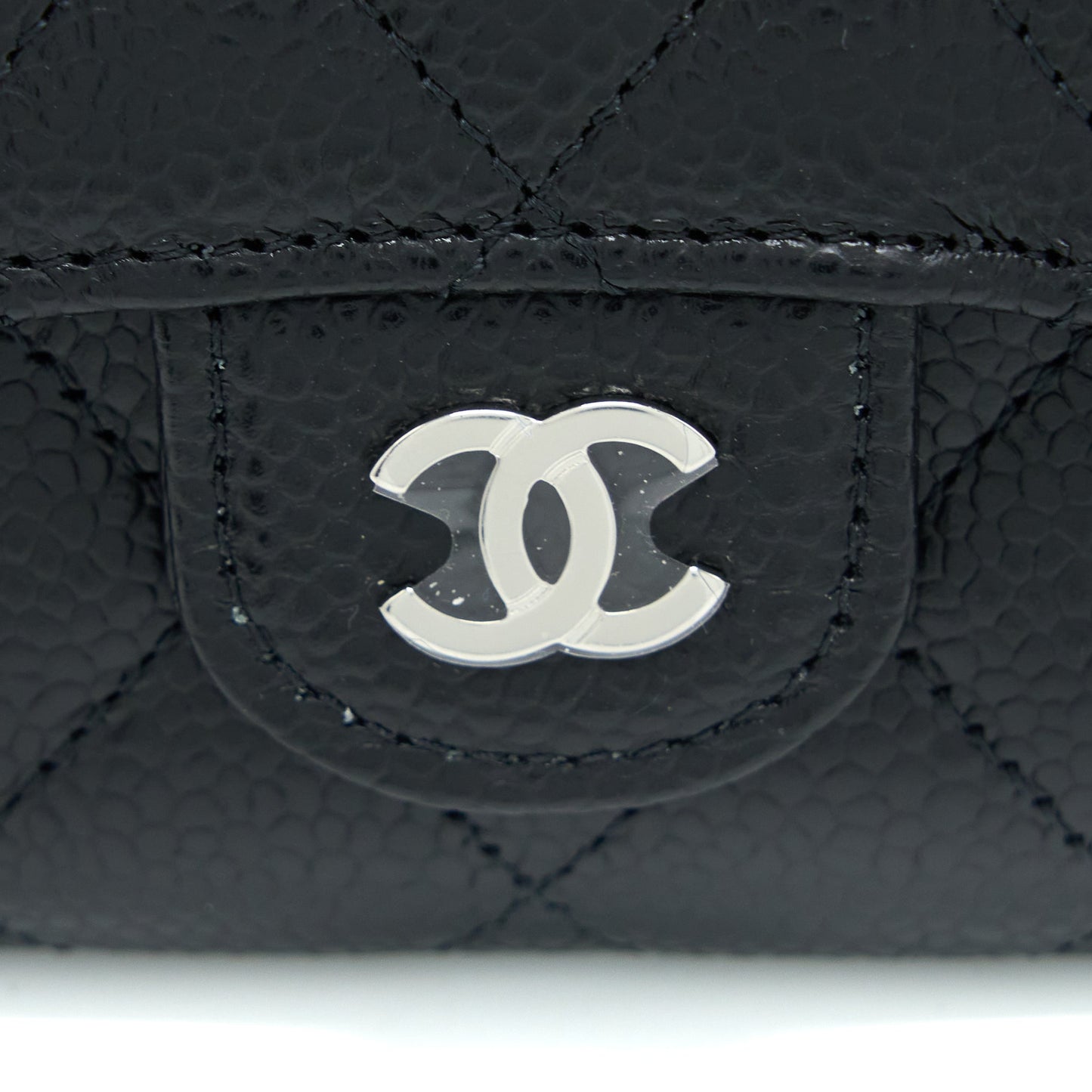 Chanel Classic Quilted Flap Card Holder Caviar Black SHW (Microchip)