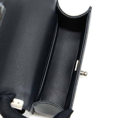 Chanel Small Boy Bag Caviar Black Ruthenium SHW (Microchip)