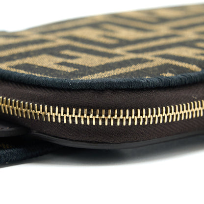Fendi Purse Strap with Phone Pouch Jacquard Canvas Brown