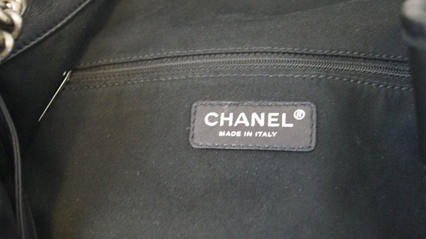 CHANEL Calfskin Laser Cut Perforated CC Tote Black
