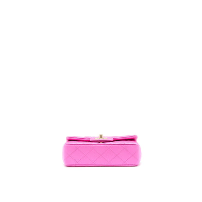 Chanel extra mini Rectangular flap Bag Silk Pink GHW