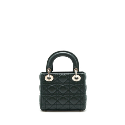 Dior mini Lady Dior lambskin Dark Green