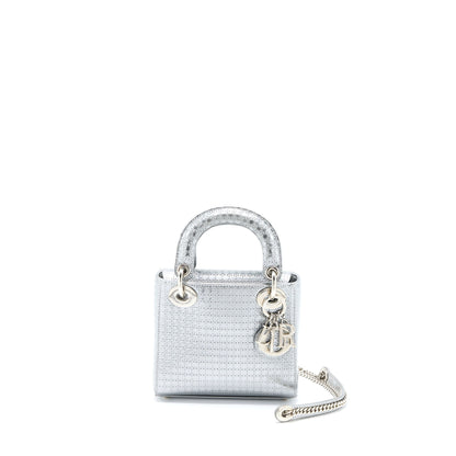 Dior Mini Lady Dior Patent Metallic Silver