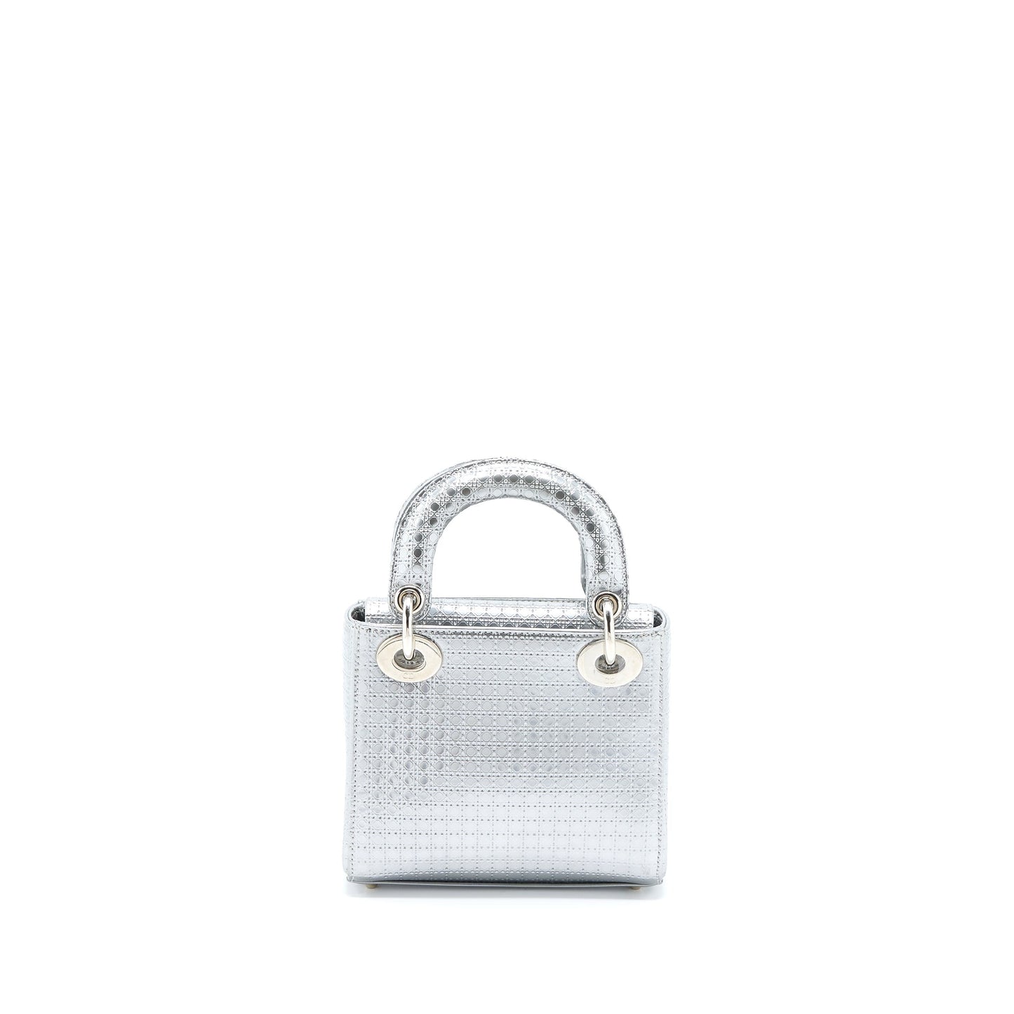 Dior Mini Lady Dior Patent Metallic Silver