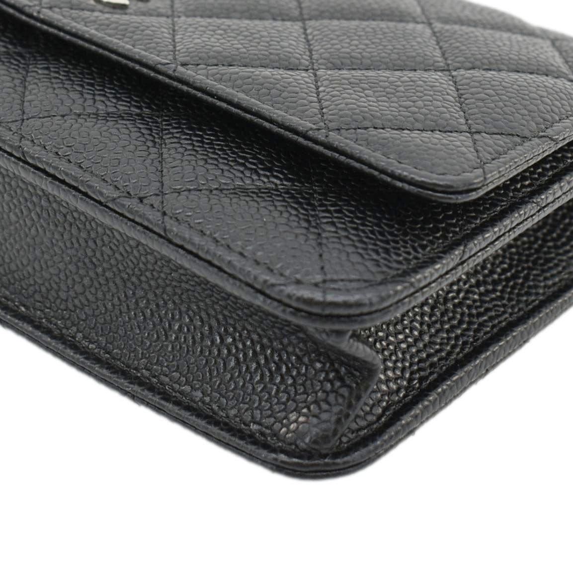 CHANEL Wallet On Chain Quilted Caviar Leather Crossbody Bag Black