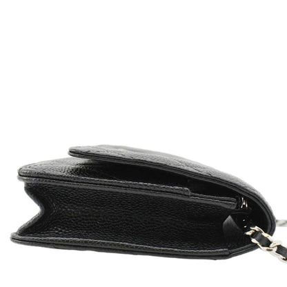 CHANEL Wallet On Chain Quilted Caviar Leather Crossbody Bag Black