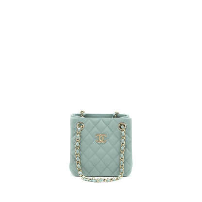 Chanel 23C Mini Bucket Caviar Light Grey LGHW (Microchip)