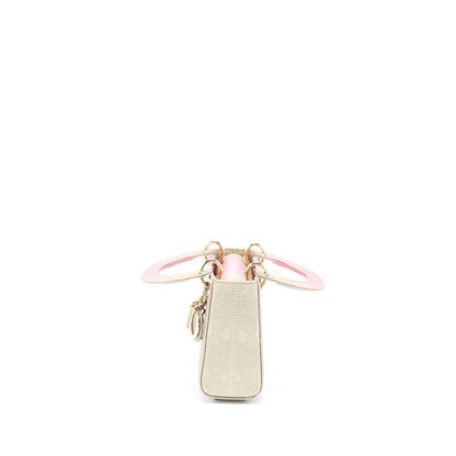 Dior Mini Lady Dior Lizard Pink Multicolour