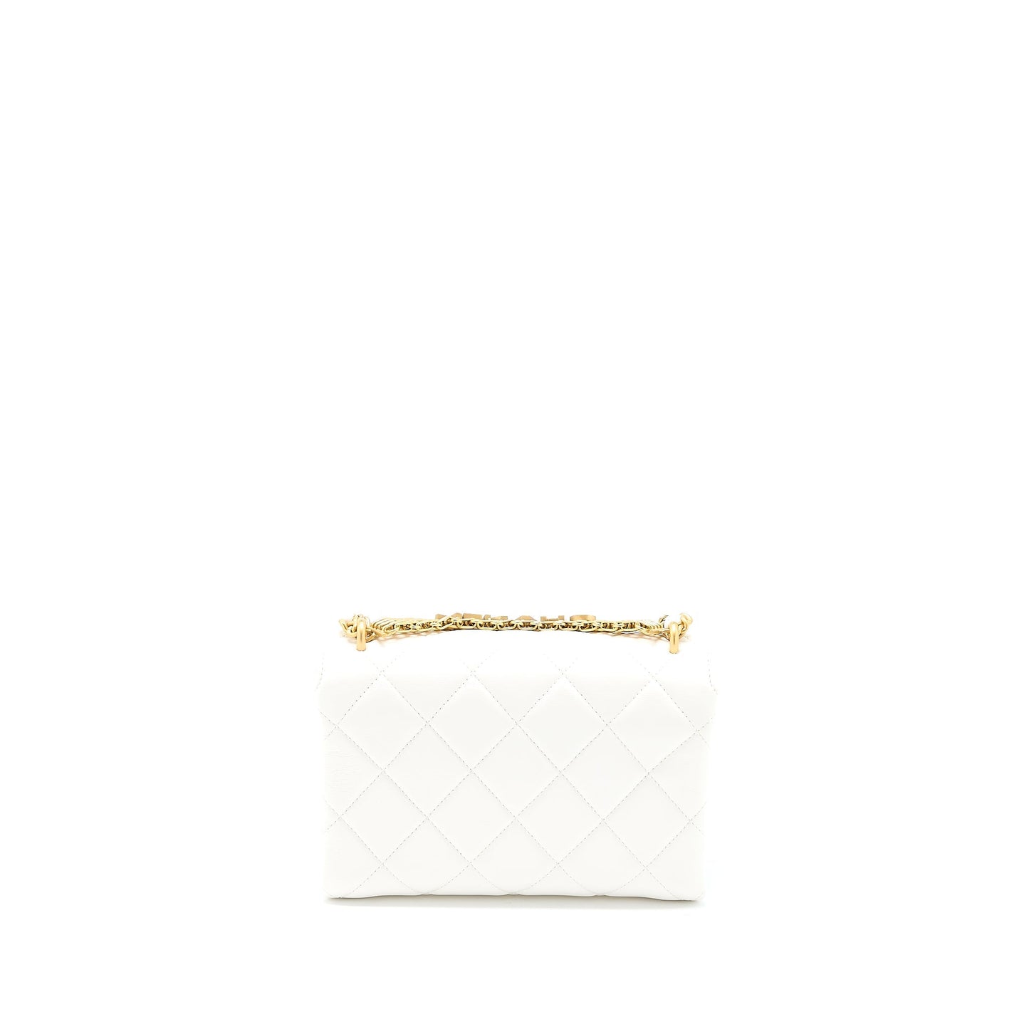 Chanel Quilted Flap Bag with Letter Chain Lambskin White GHW (Microchip)