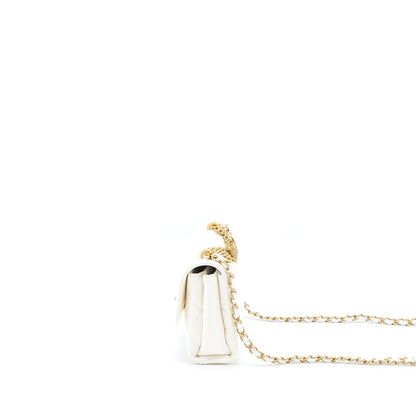 Chanel Quilted Flap Bag with Letter Chain Lambskin White GHW (Microchip)